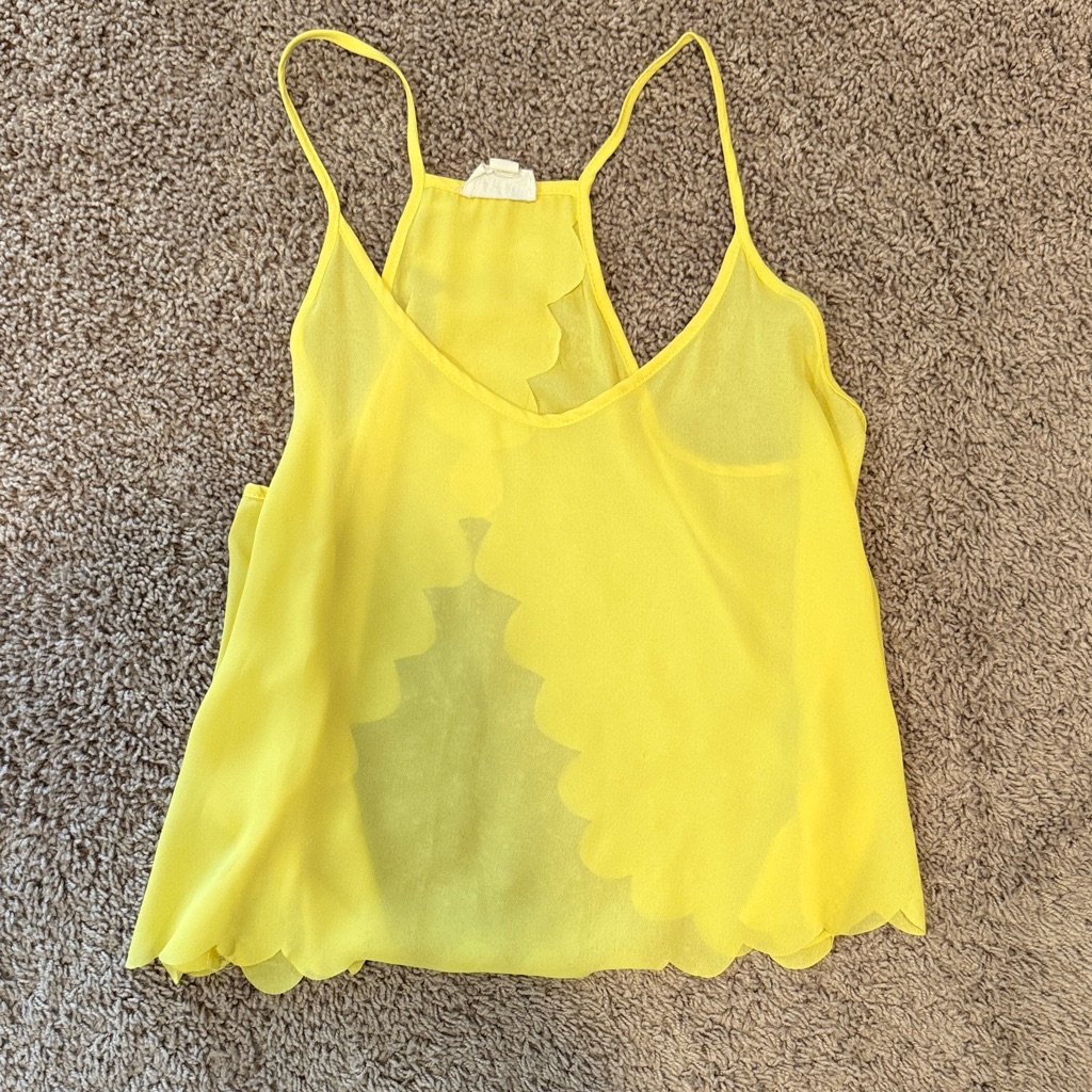La Hearts Bright Yellow Scalloped V-Neck Camisole